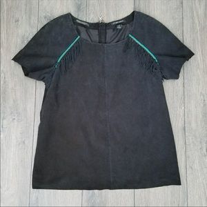 Maison scotch goat suede fringe top